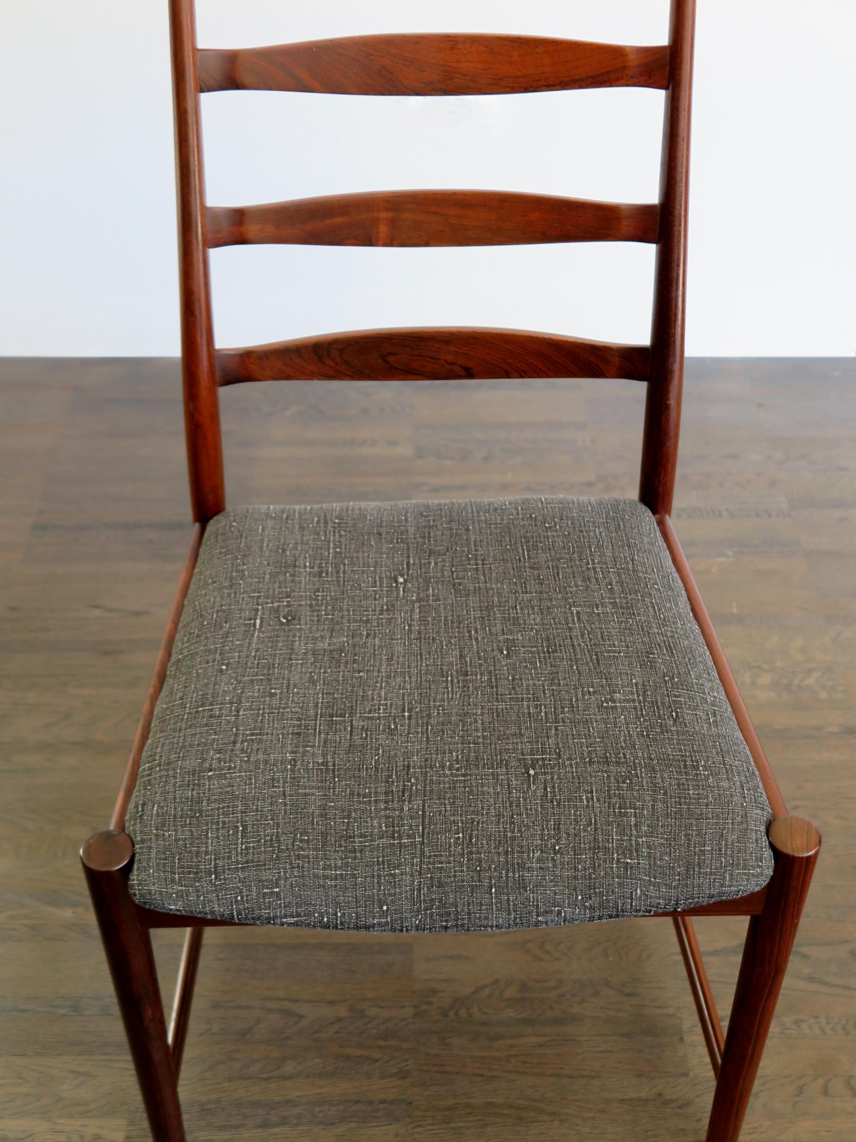 Fabric 1960s Arne Vodder Mid-Century Modern Scandinavian Rosewood Dining Chairs
