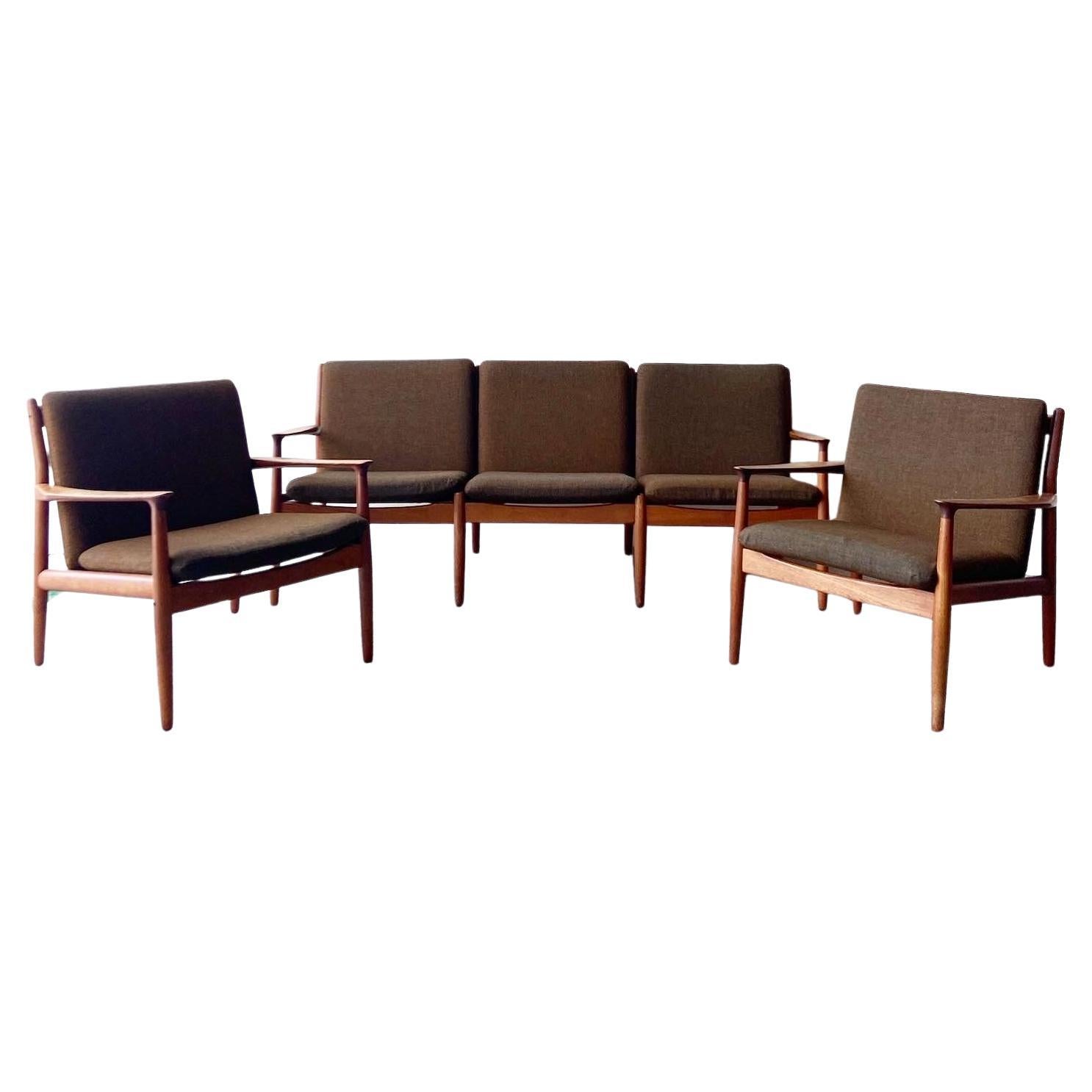 1960s Arne Vodder Mid-Century Modern Sofa with Chairs for Glostrup Mobelfabrik