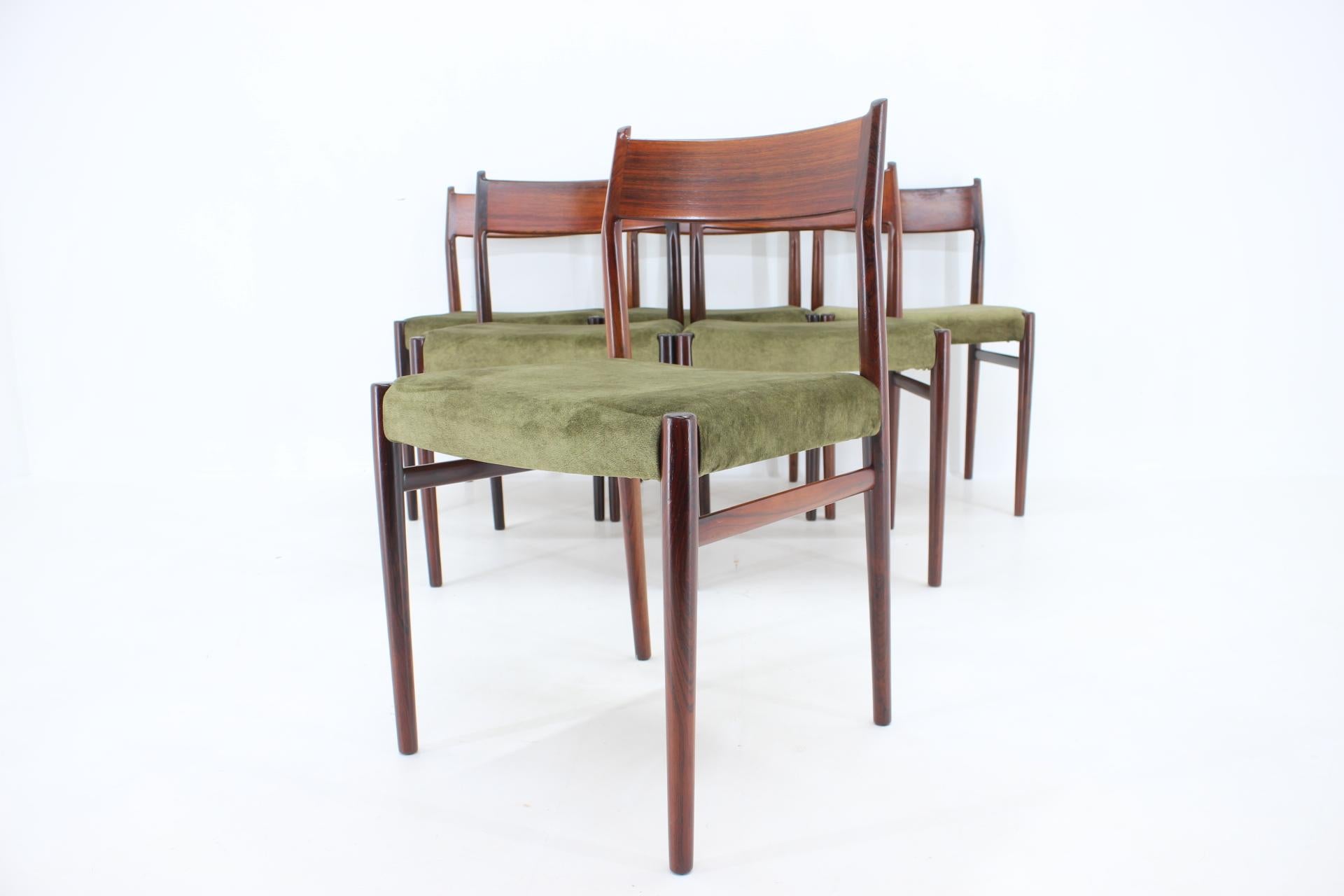 Fabric 1960s Arne Vodder Model 418 Set of 6 Dining Chairs, Denmark For Sale