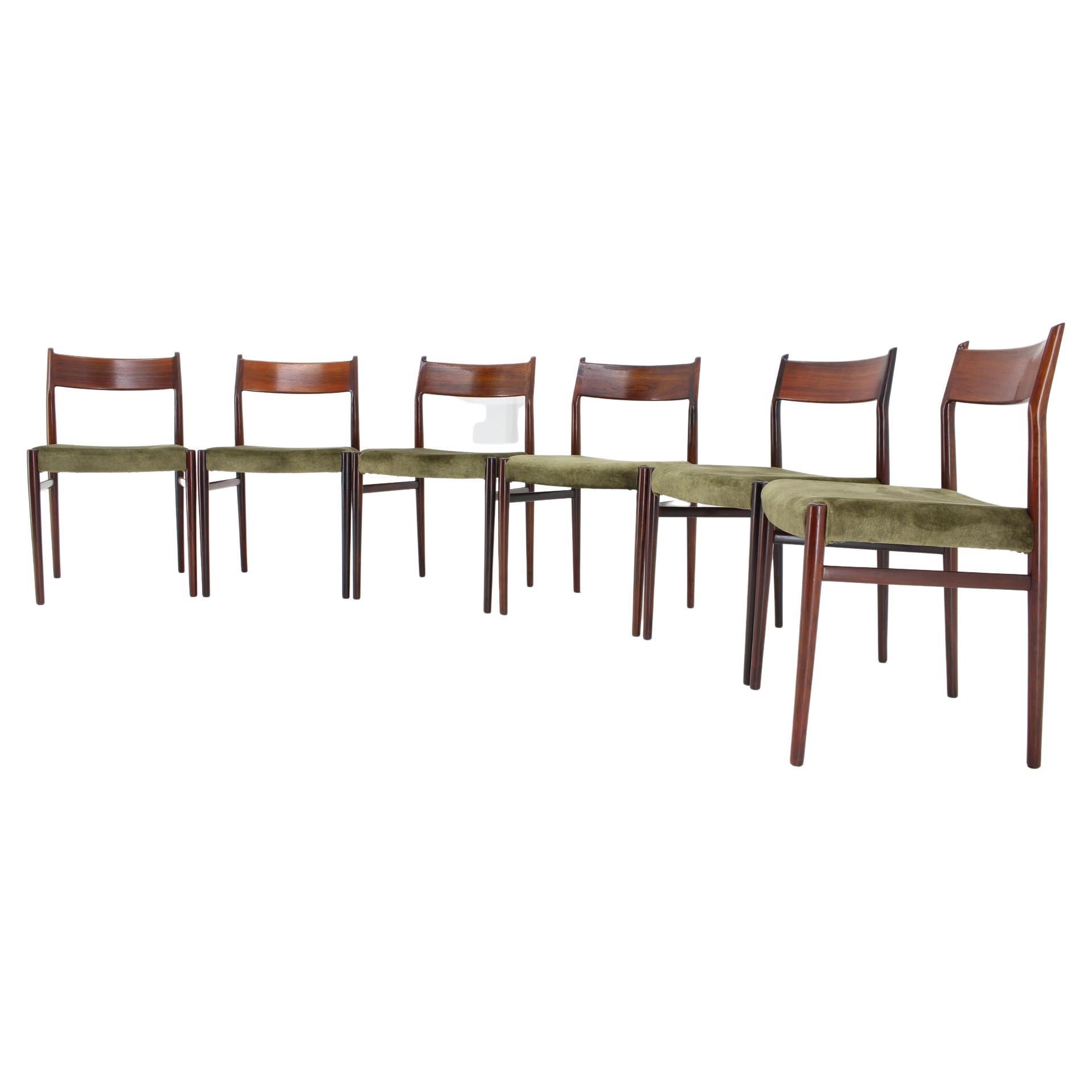 1960s Arne Vodder Model 418 Set of 6 Dining Chairs, Denmark For Sale