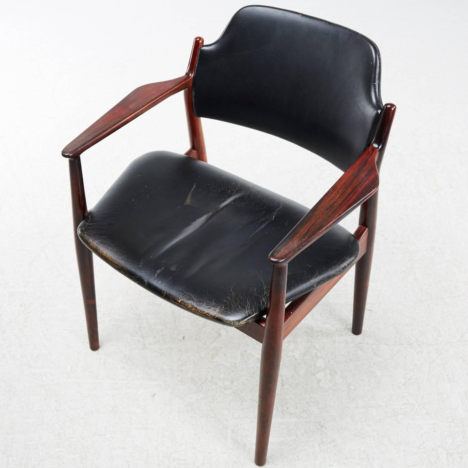 Danish 1960s Arne Vodder Rosewood Armchairs by Sibast Møbler Inc Re-Upholstery