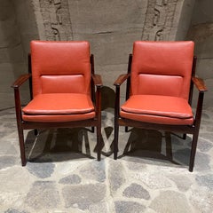 1960s Arne Vodder Sibast Mobler Two Rosewood 431 Armchairs in Salmon Denmark