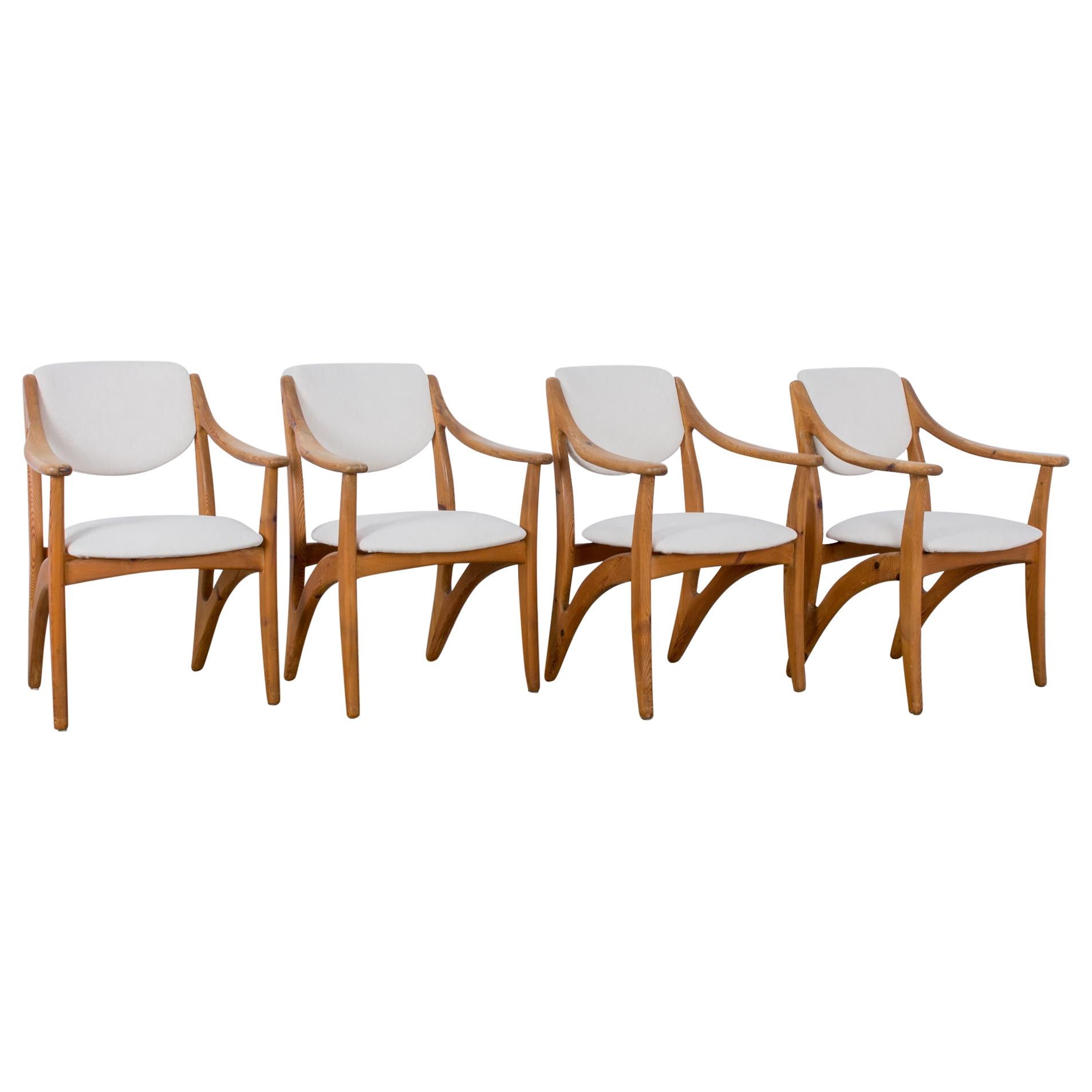 MidCentury Modern Set of Four Upholstered Dining Armchairs at 1stDibs