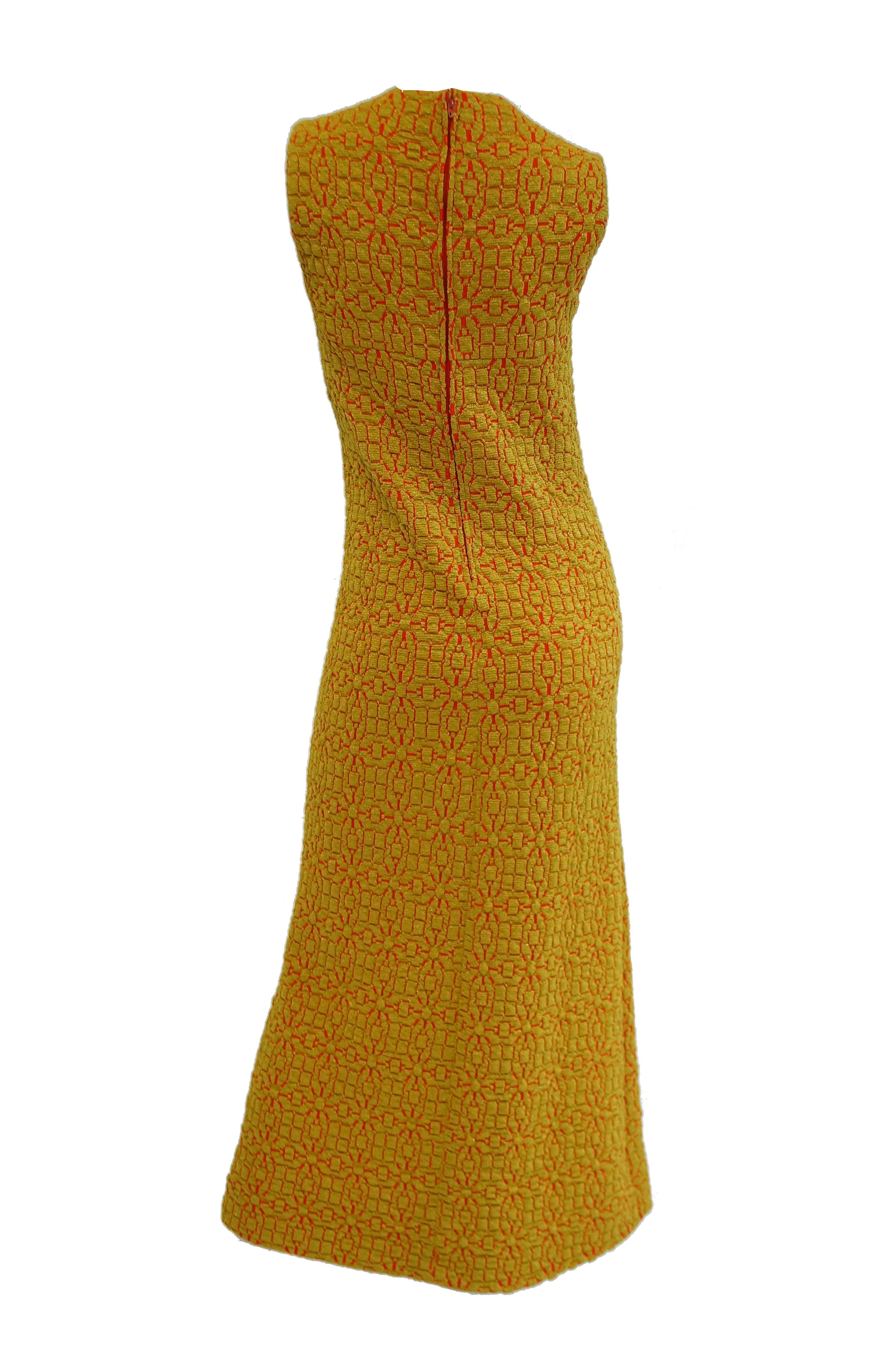 1960s Arnold Scaasi Gold and Red Knit Evening Dress and Jacket 2