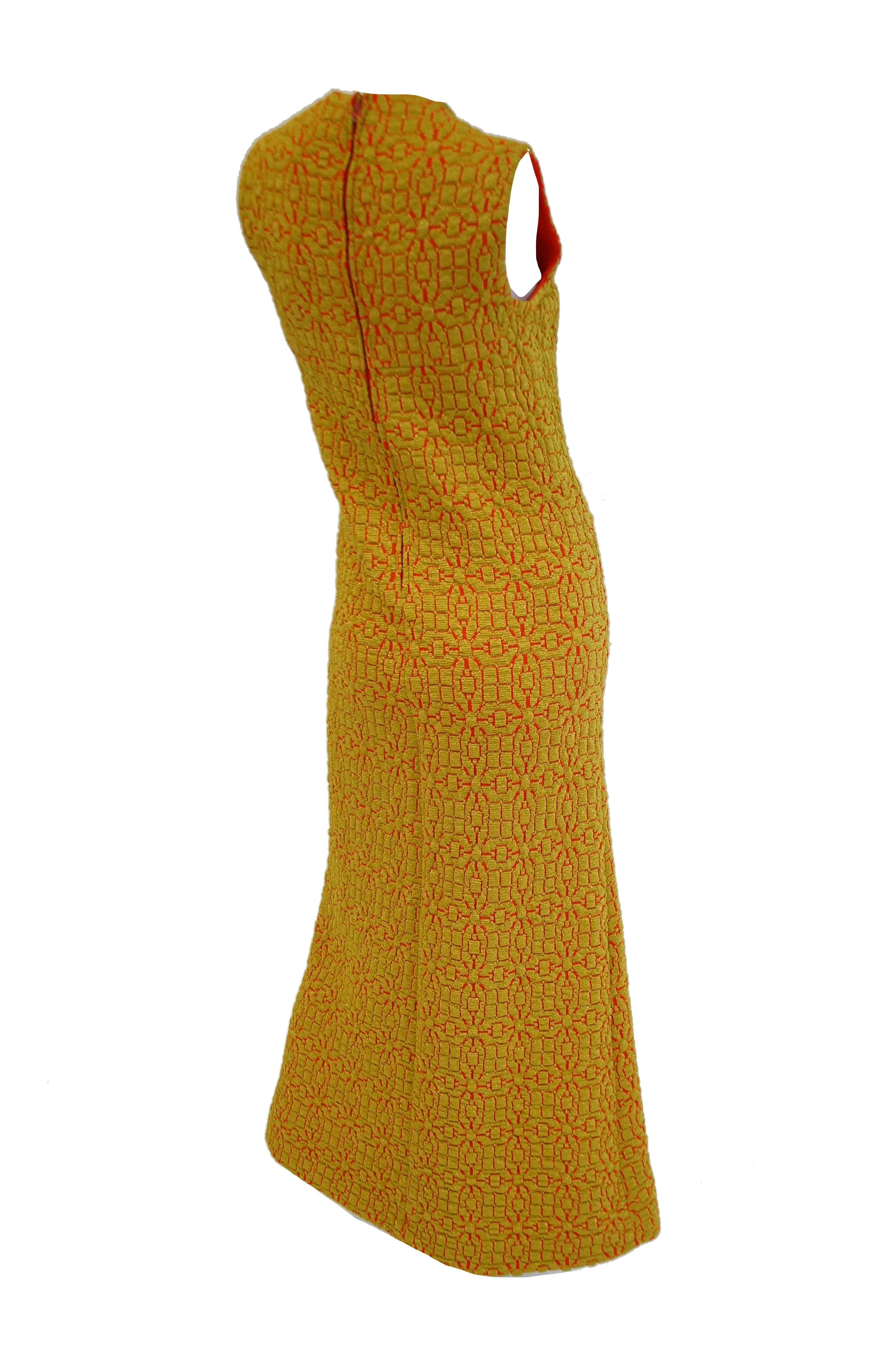 1960s Arnold Scaasi Gold and Red Knit Evening Dress and Jacket 4