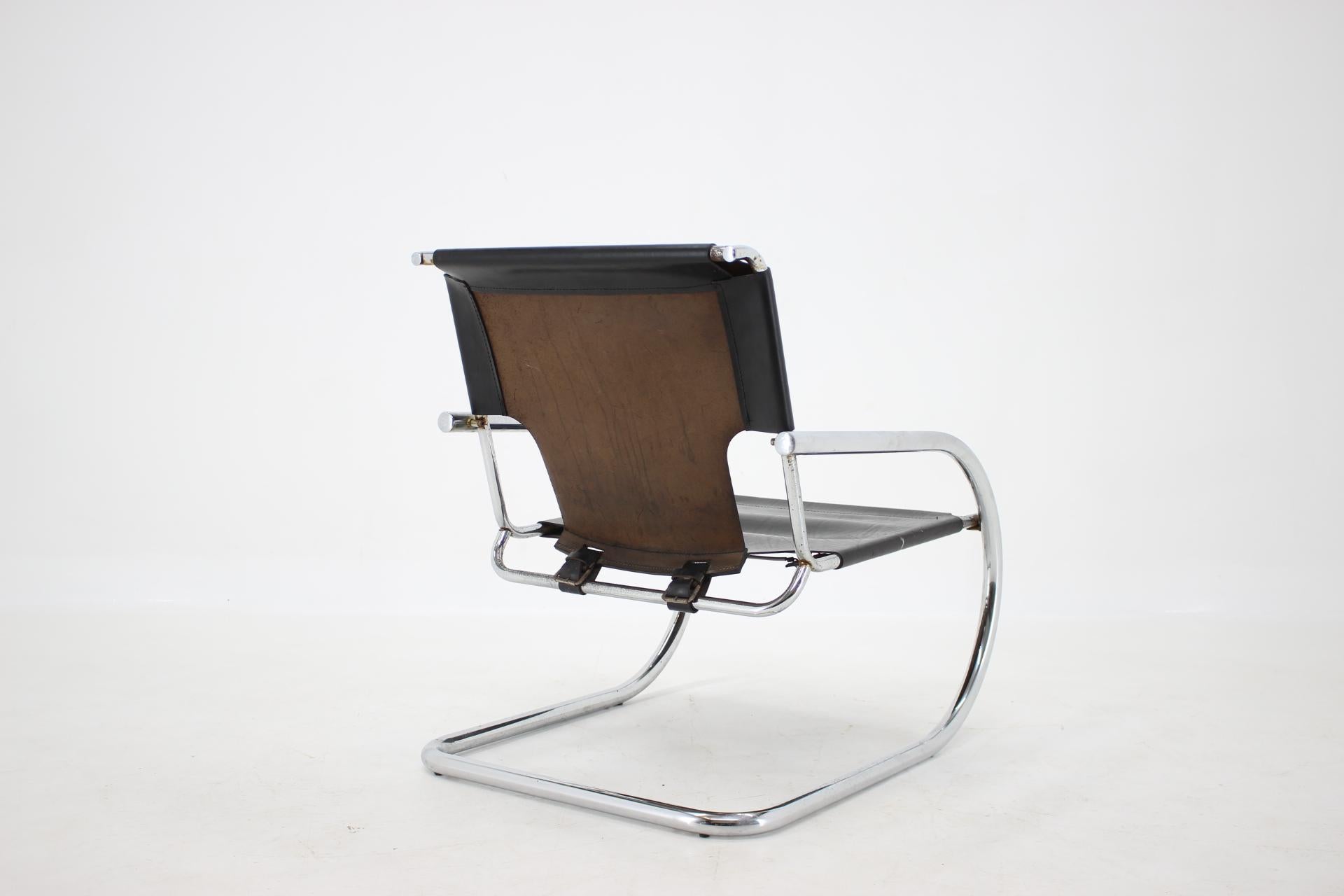 Italian 1960s Arrben Chrome and Leather Cantilever Chair, Italy
