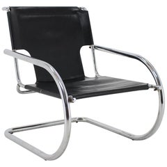1960s Arrben Chrome and Leather Cantilever Chair, Italy