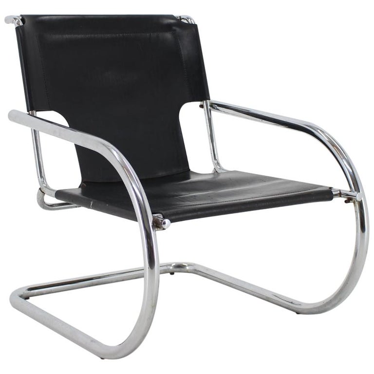 1960s Arrben Chrome and Leather Cantilever Chair, Italy For Sale