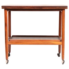 1960s Arrebo Møbler Danish Rosewood Folding Top Serving Trolley Bar Cart