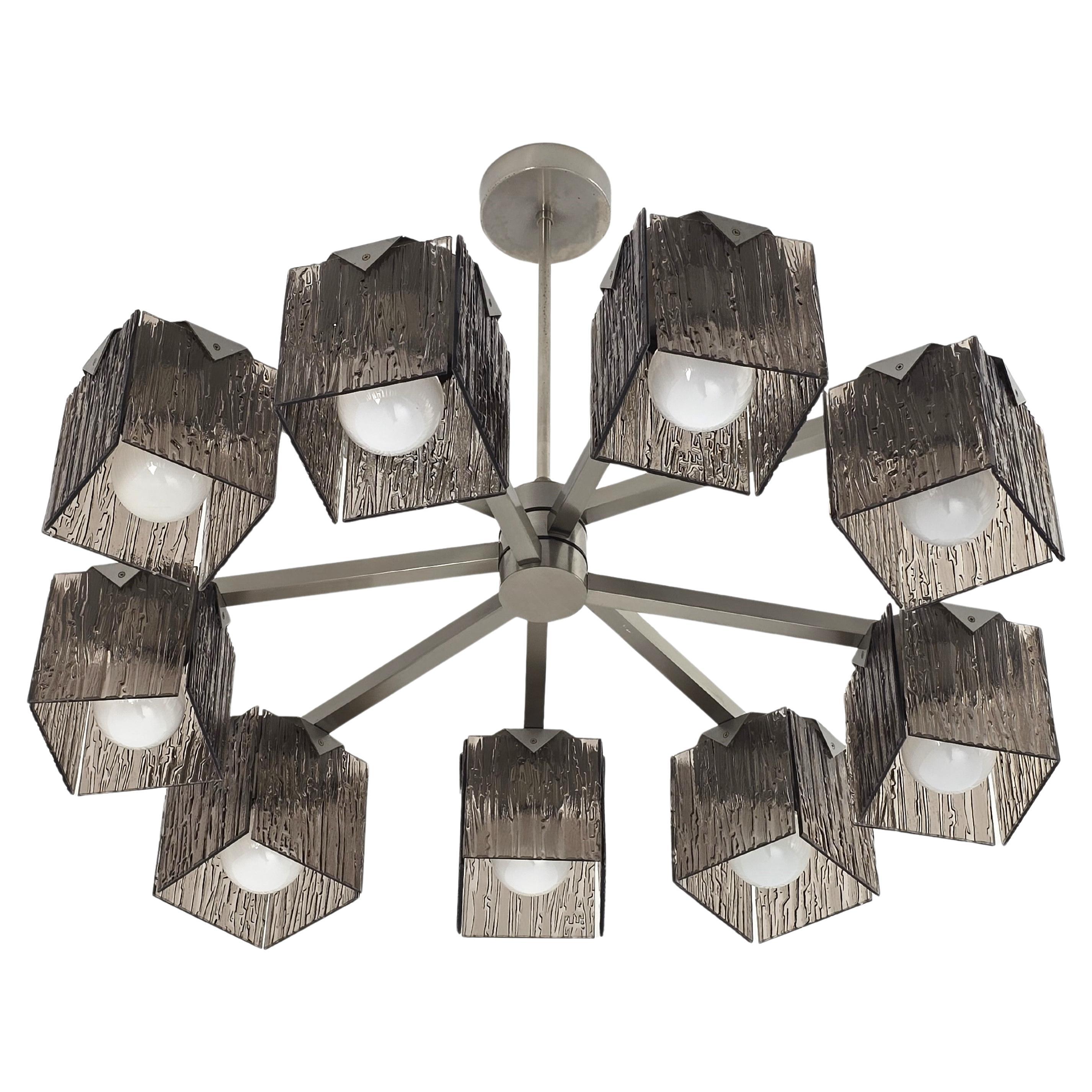 1972 Arredoluce 9 Arms Chandelier Model 14127 by  Angelo lelii
