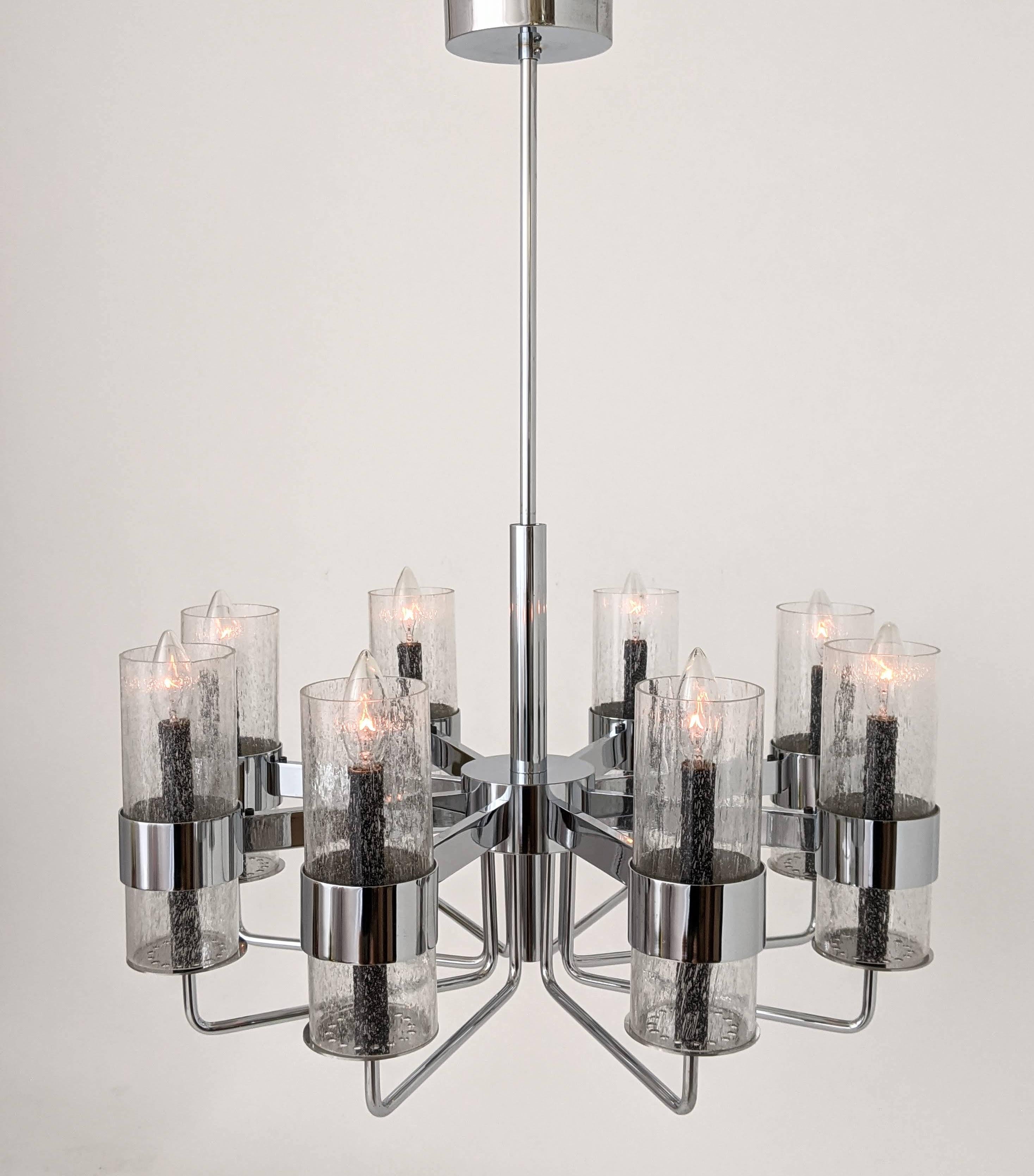 1960s  Signed Rare Arredoluce Chrome  Chandelier, Italia For Sale 6