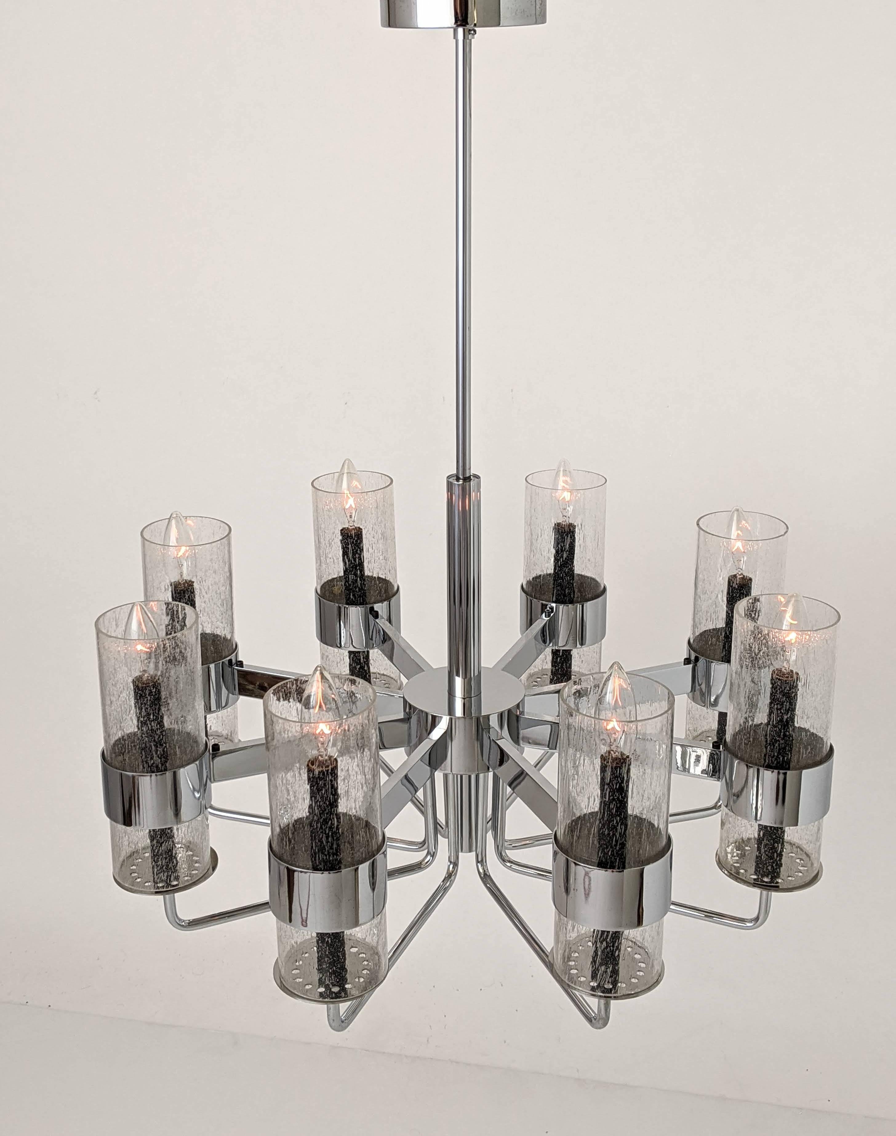 1960s  Signed Rare Arredoluce Chrome  Chandelier, Italia For Sale 7