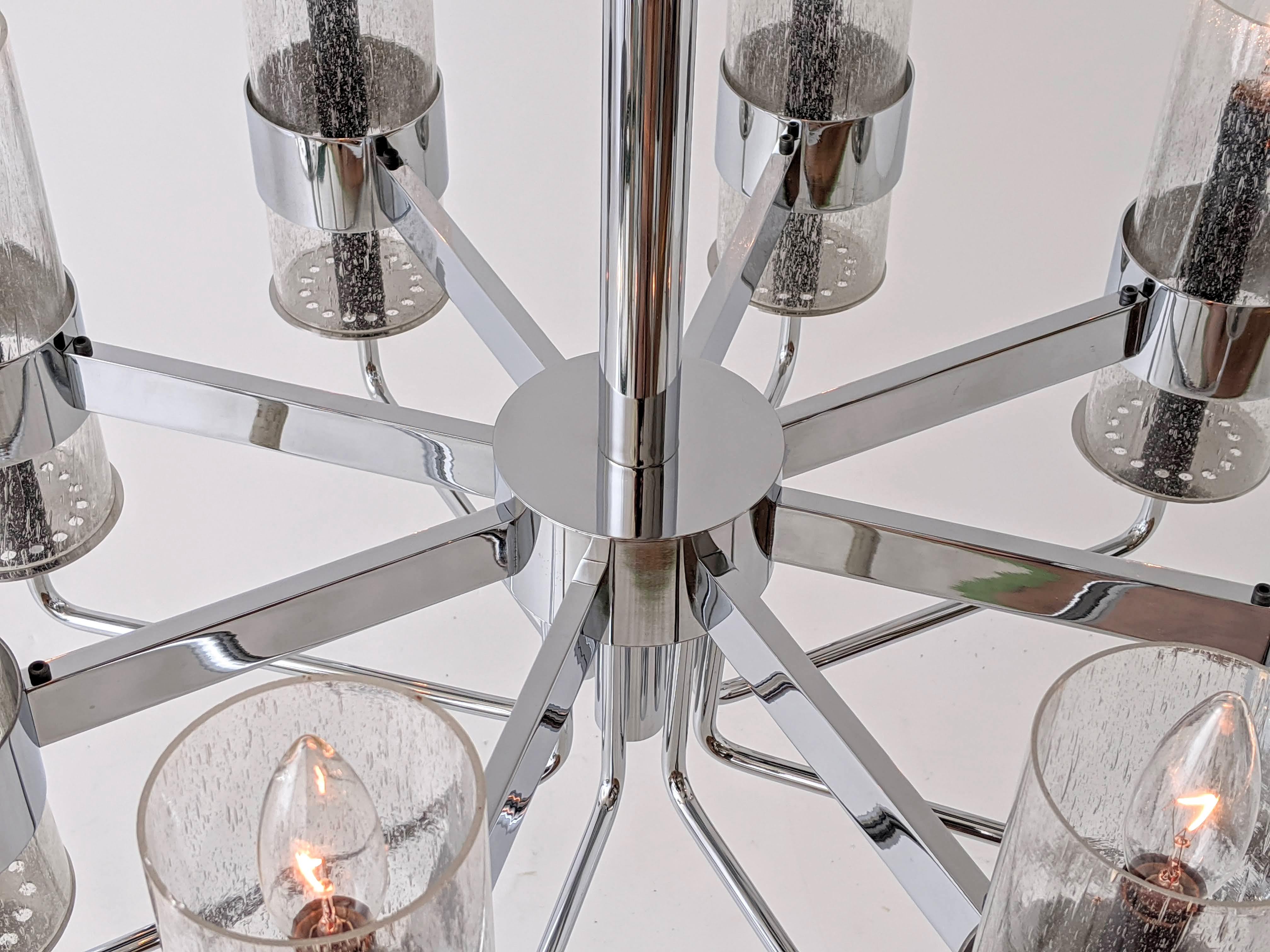 1960s  Signed Rare Arredoluce Chrome  Chandelier, Italia For Sale 10