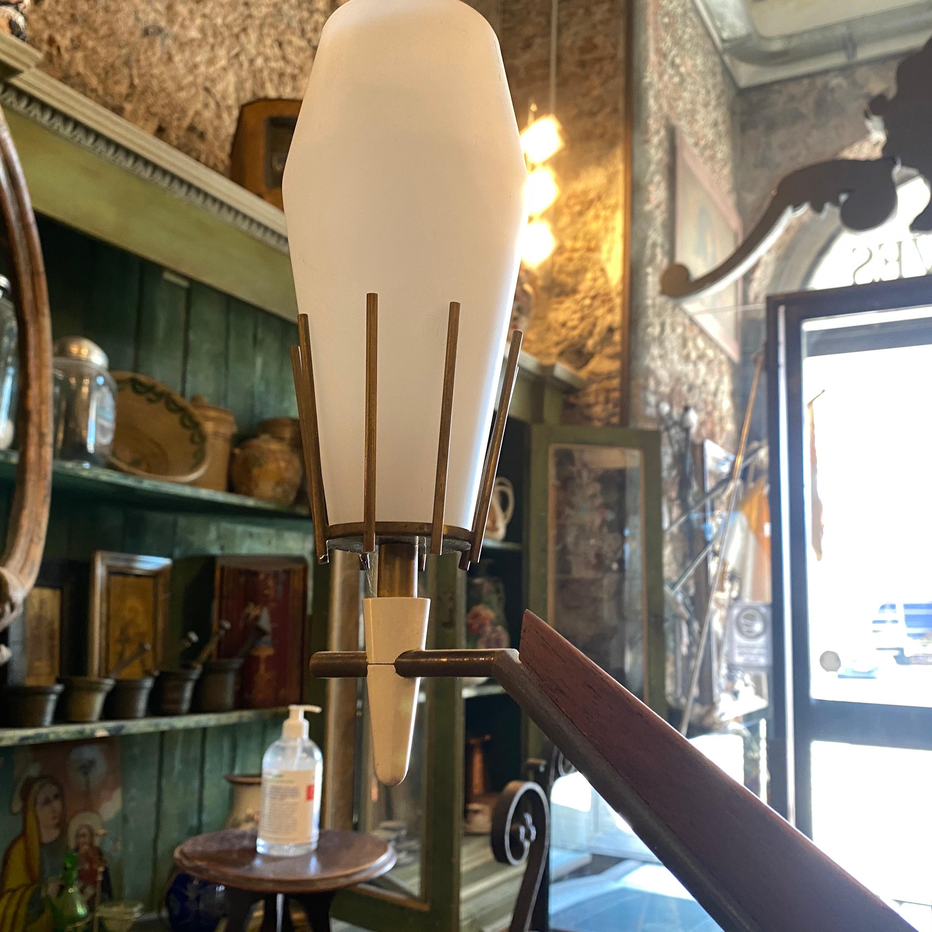 1960s Arredoluce Mid-Century Modern Brass Marble and Glass Floor Lamp For Sale 7