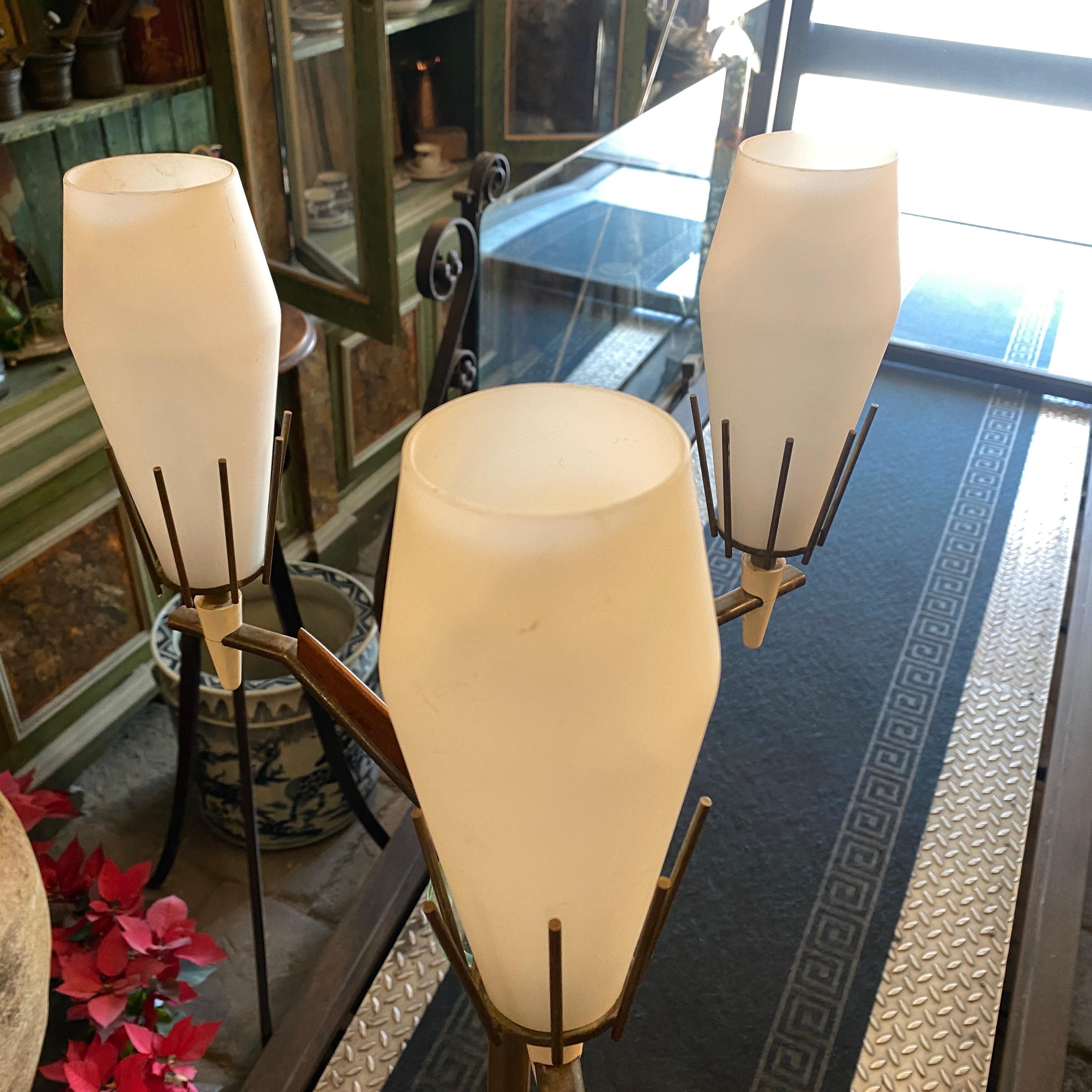 1960s Arredoluce Mid-Century Modern Brass Marble and Glass Floor Lamp For Sale 8