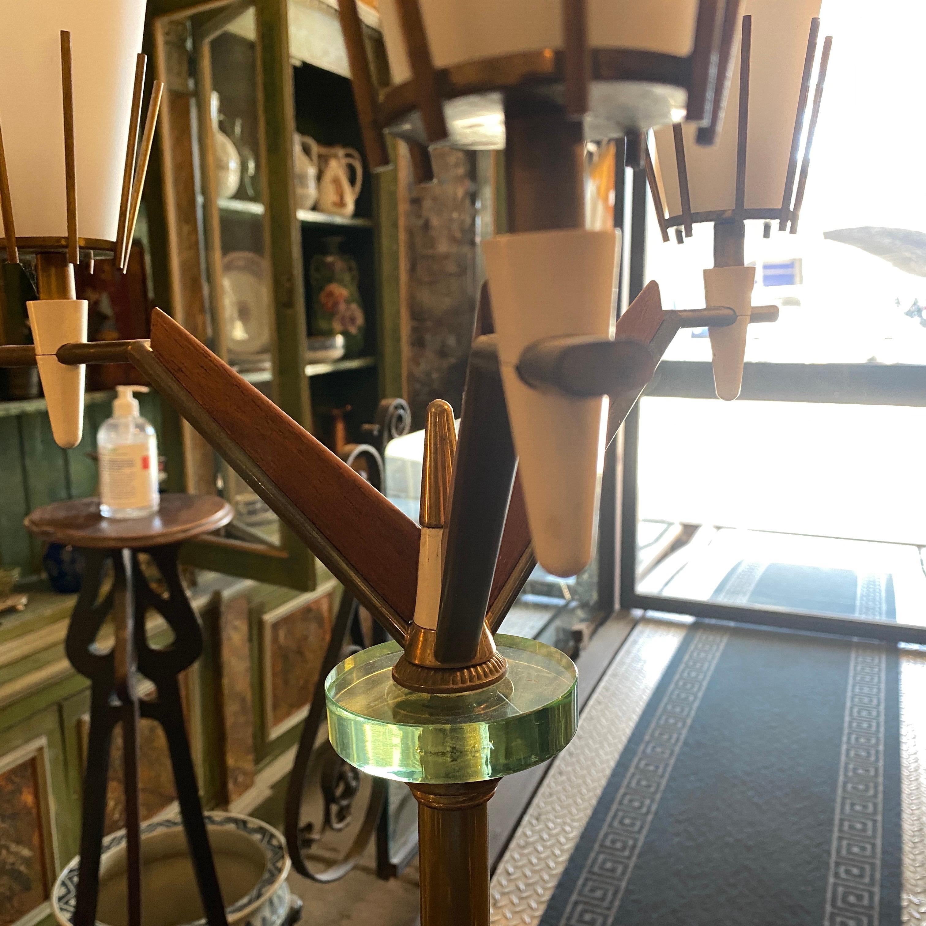 1960s Arredoluce Mid-Century Modern Brass Marble and Glass Floor Lamp For Sale 9