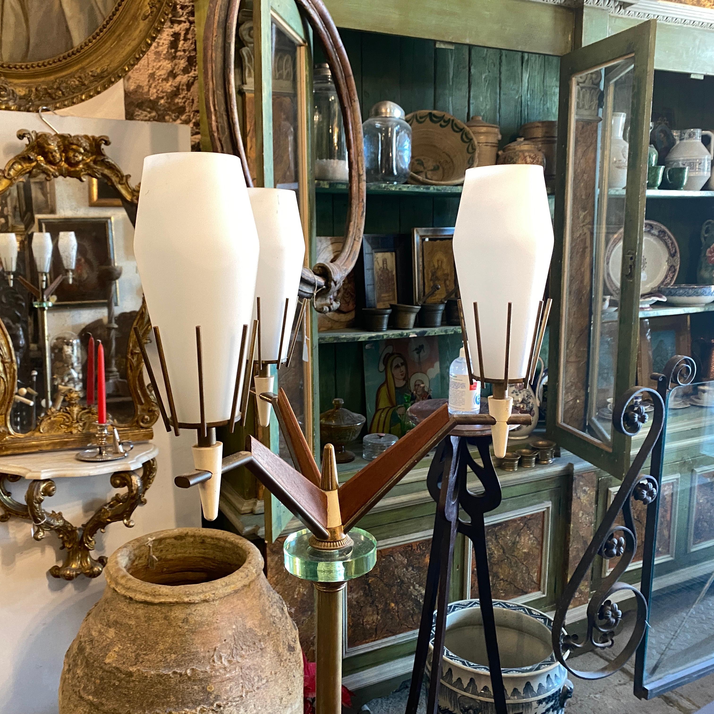 1960s Arredoluce Mid-Century Modern Brass Marble and Glass Floor Lamp For Sale 1