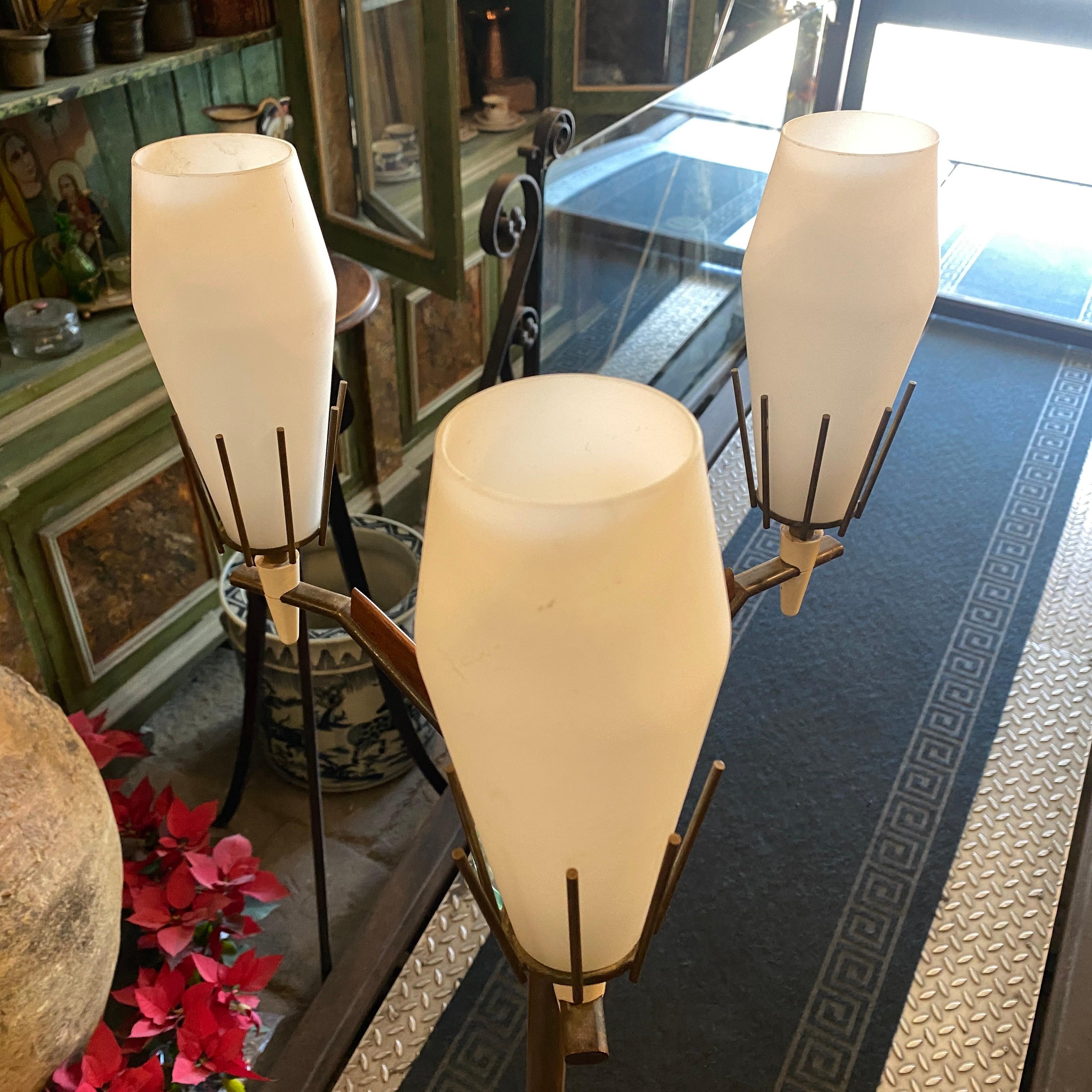 1960s Arredoluce Mid-Century Modern Brass Marble and Glass Floor Lamp For Sale 2