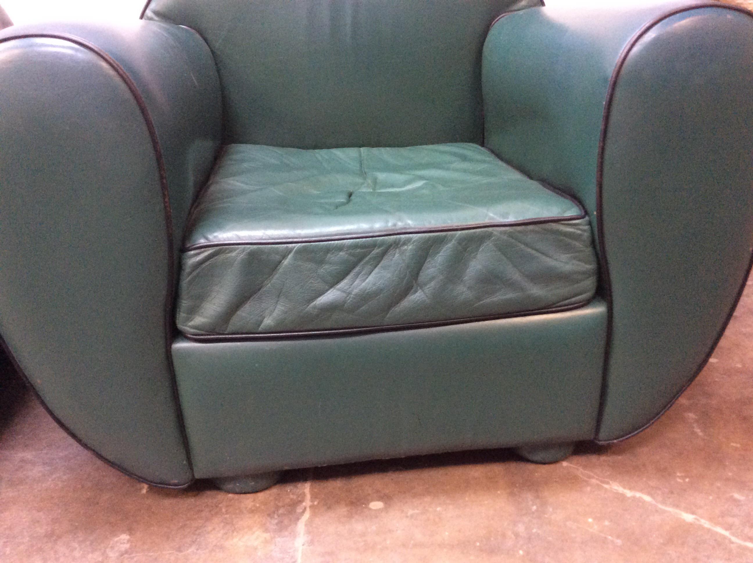 1960s Art Deco Leather Club Chairs - a Pair 5
