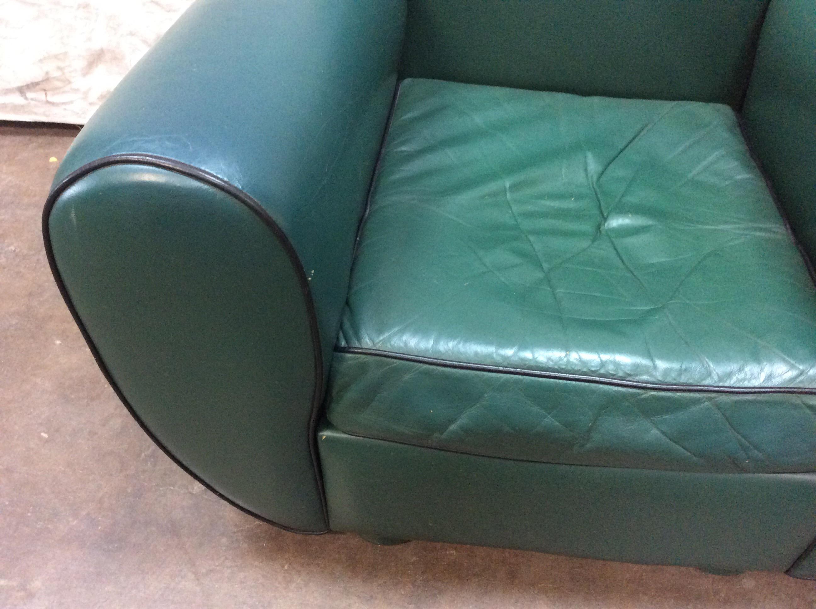 1960s Art Deco Leather Club Chairs - a Pair In Good Condition In Burton, TX