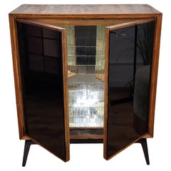 1960 Deco Mirror Mid-Century Italiano in legno intagliato, specchio, mosaico, mobile bar a secco