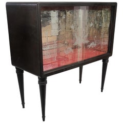 1960s Art Deco Midcentury Regency Italian Wood and Mirror Mosaic Dry Bar Cabinet
