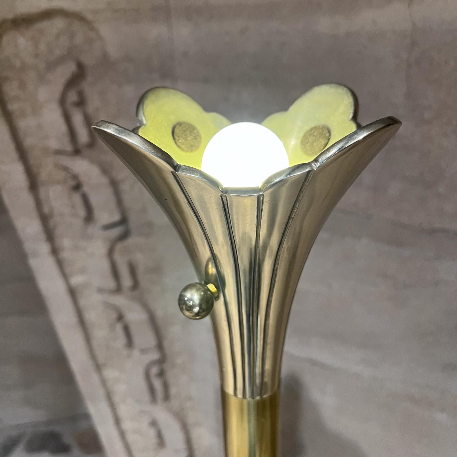 Brass 1960s Art Deco Stiffel Tulip Torchiere Floor Lamps Chicago For Sale