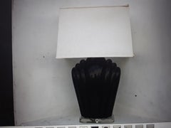 1960's Art Deco Style Glazed Black Ceramic Table Lamp on Lucite Base