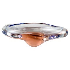 Cuenco de vidrio artístico de los años 60, Chribska Glassworks, Checoslovaquia