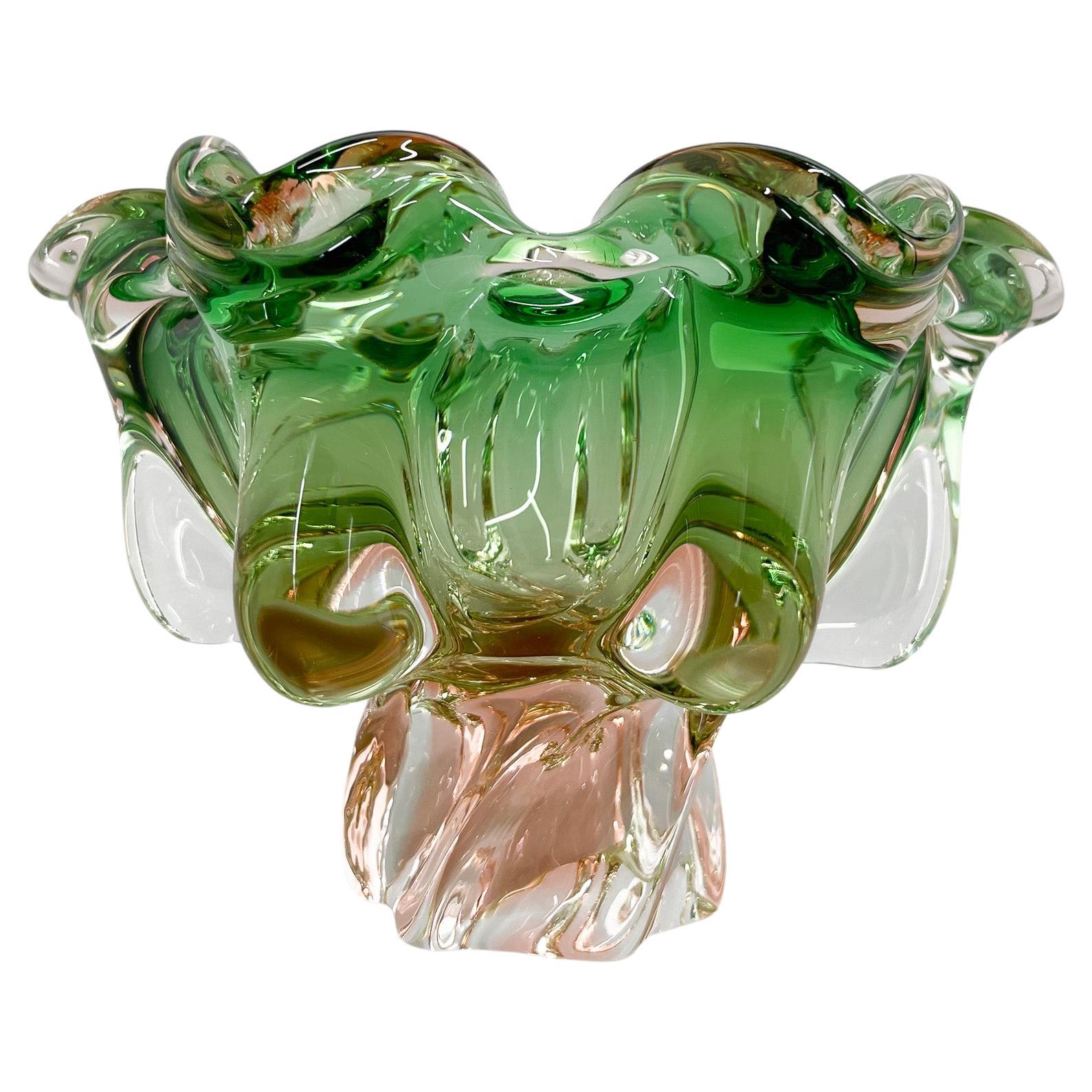 1960s Art Glass Bowl by Josef Hospodka for Chribska Glassworks, Czechoslovakia