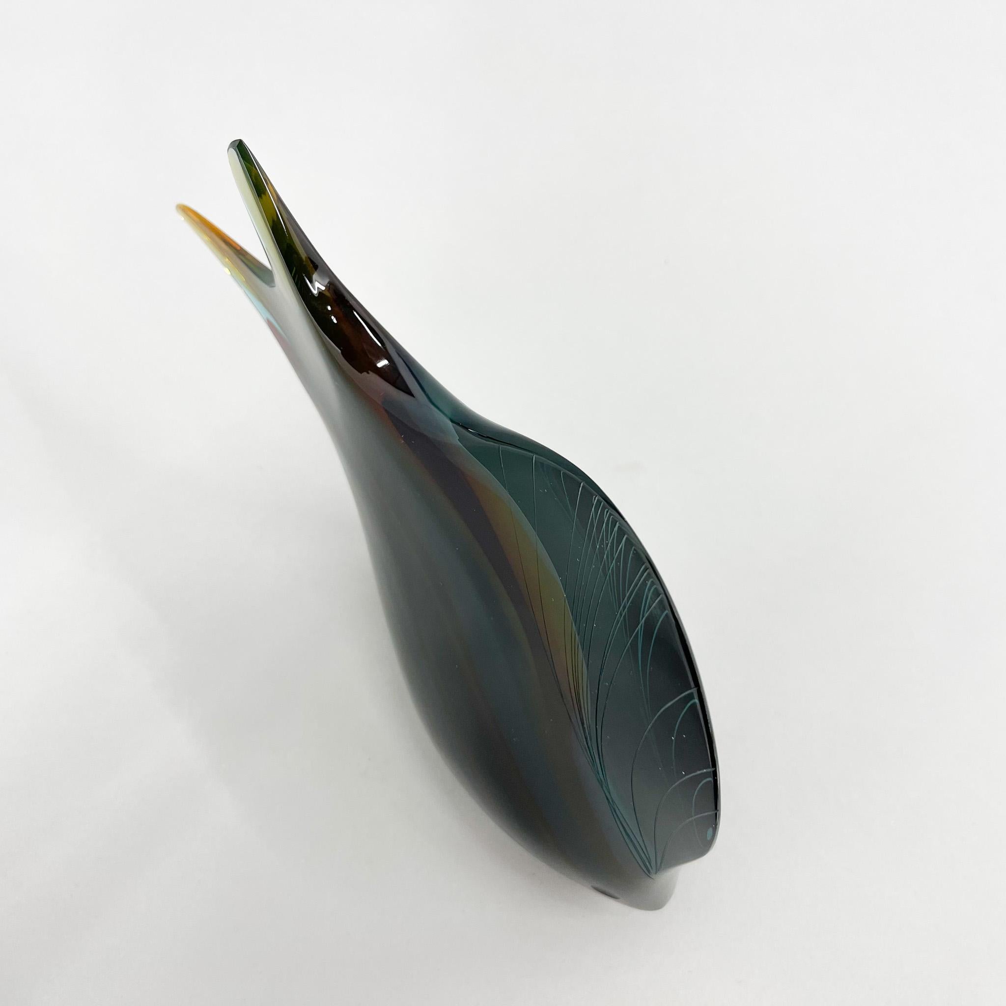 1960's Art Glass Fish Designed by Stanislav Honzík for Nový Bor Glassworks For Sale 3