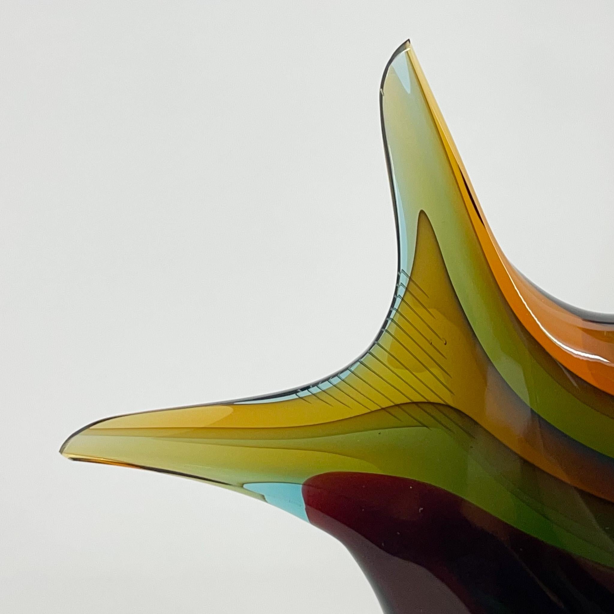 1960's Art Glass Fish Designed by Stanislav Honzík for Nový Bor Glassworks For Sale 4
