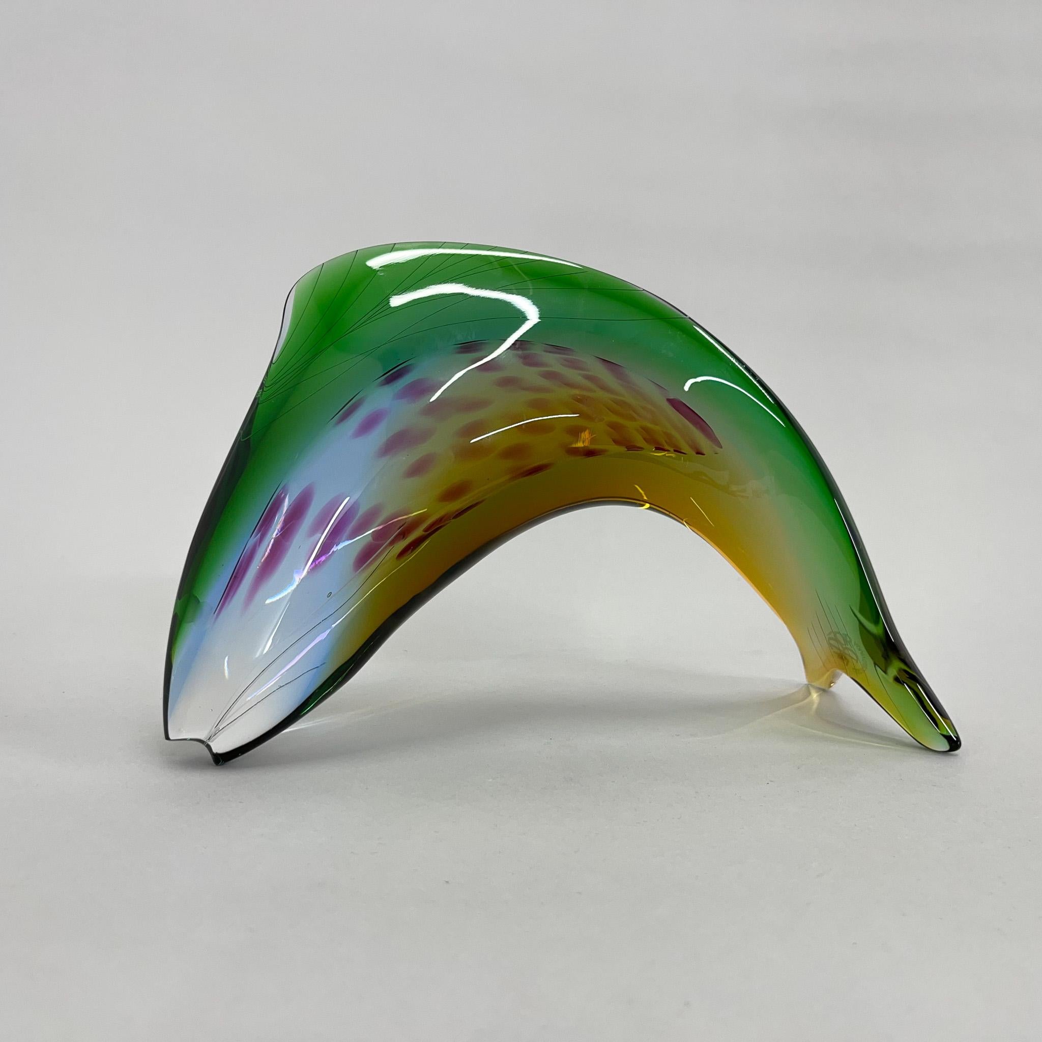 Czech 1960's Art Glass Fish Designed by Stanislav Honzík for Nový Bor Glassworks For Sale
