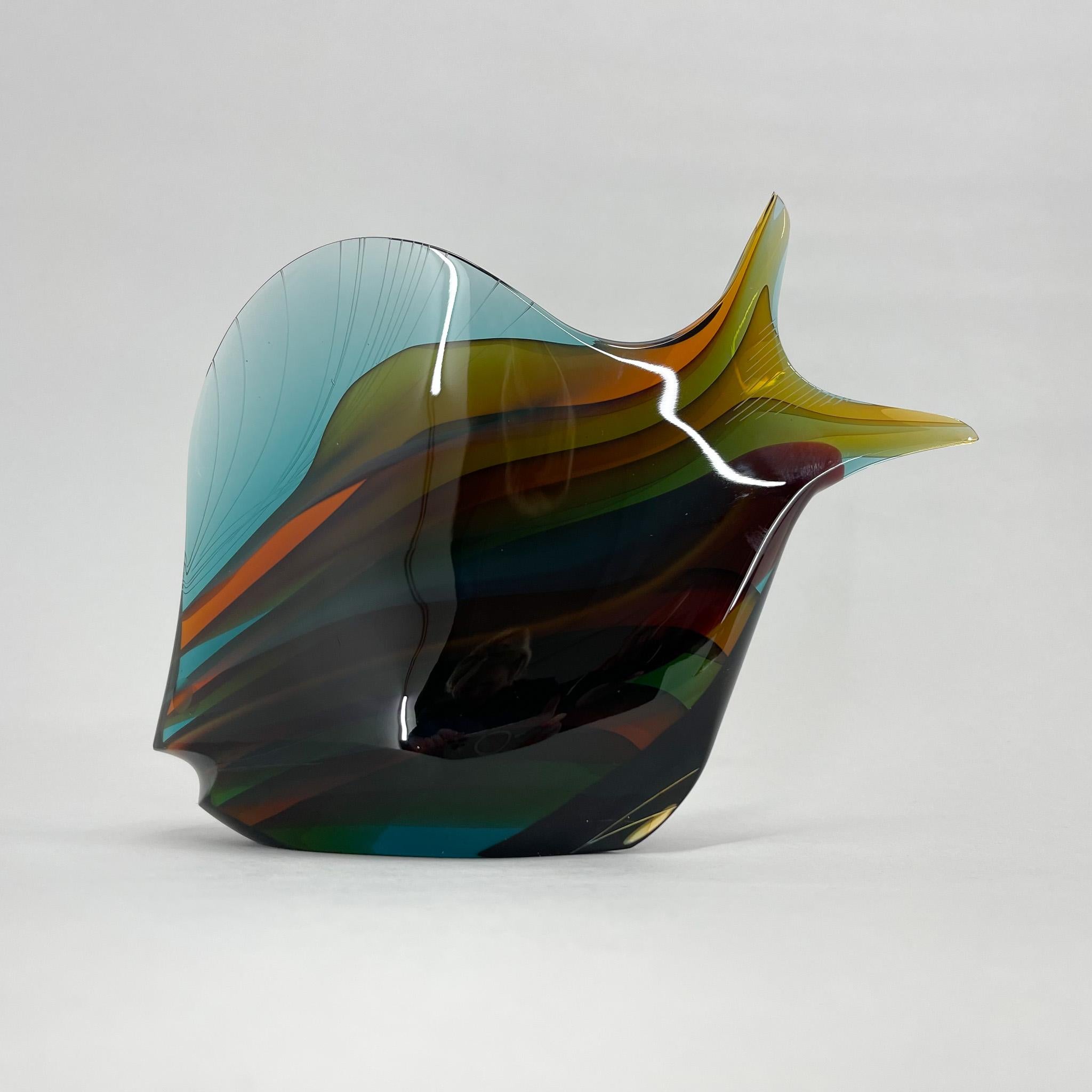 1960's Art Glass Fish Designed by Stanislav Honzík for Nový Bor Glassworks In Good Condition For Sale In Praha, CZ