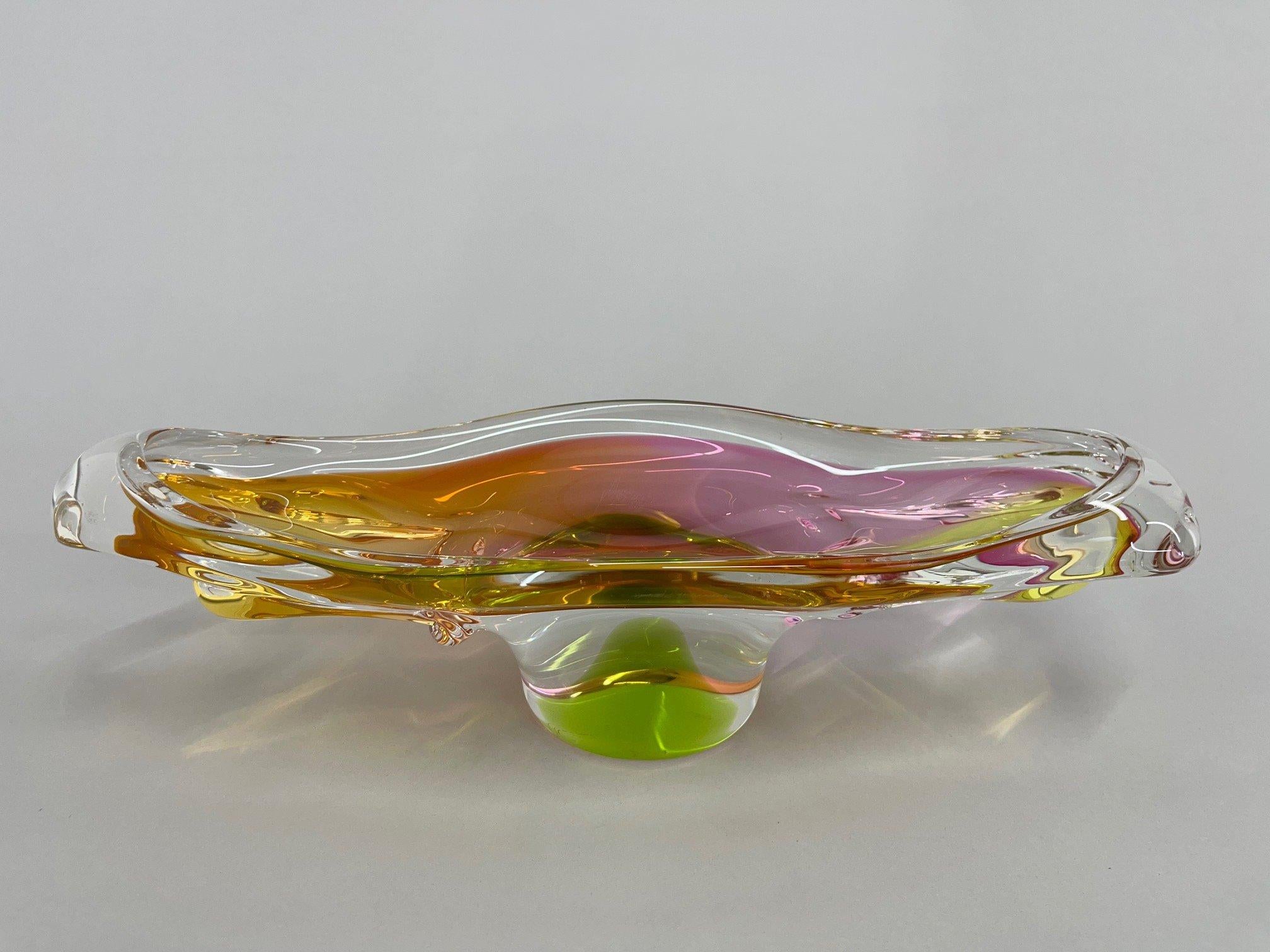 1960's, Art Glass Oblong Bowl by Josef Hospodka, Czechoslovakia For Sale 3