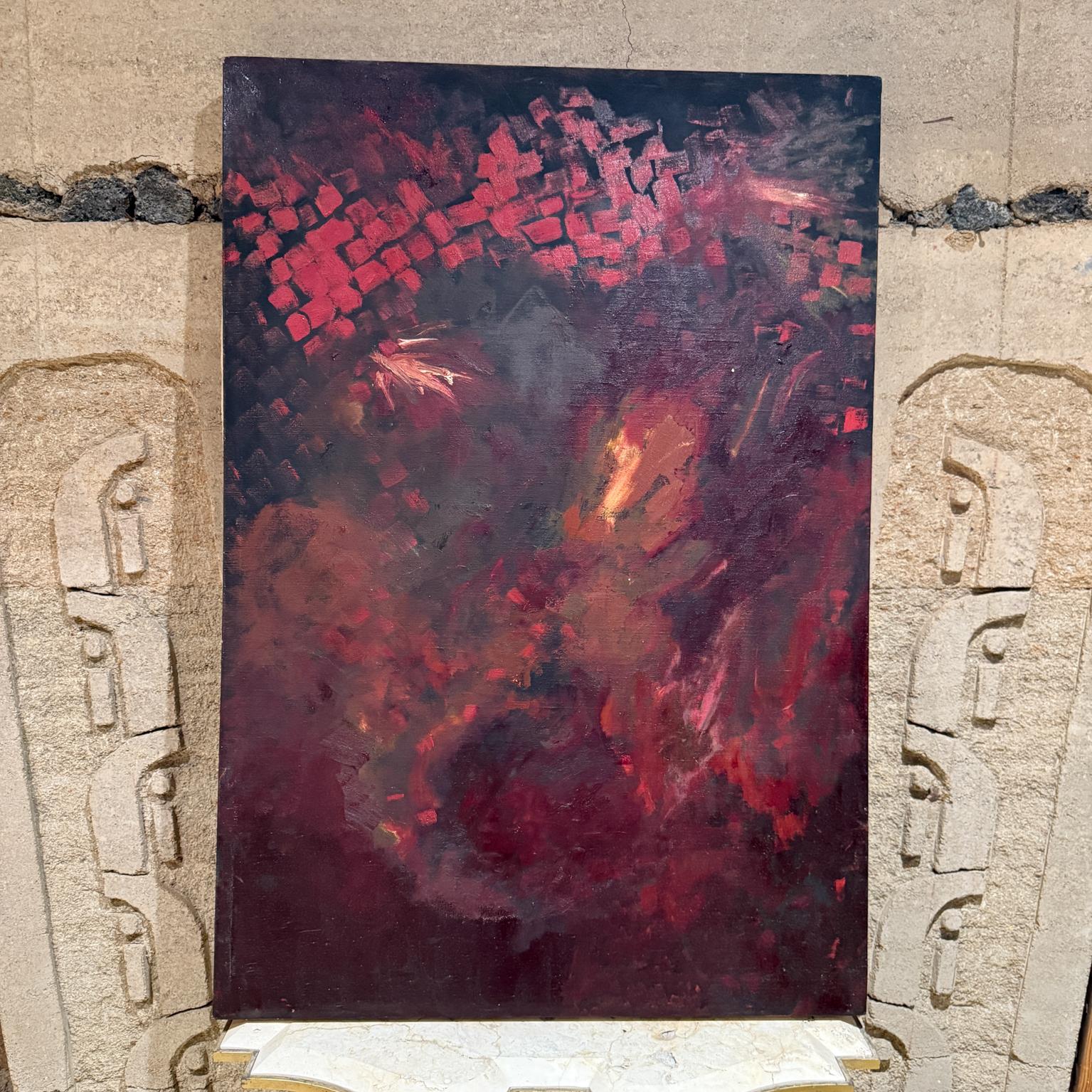 1960s abstract modern painting original oil on canvas art.
In the style of Francis Bacon.
Dominant colors red and black.
Unframed.
Unsigned.
43.5 l x 29.75 x 1.75
Original unrestored preowned vintage condition.
Review images provided.
Delivery to LA