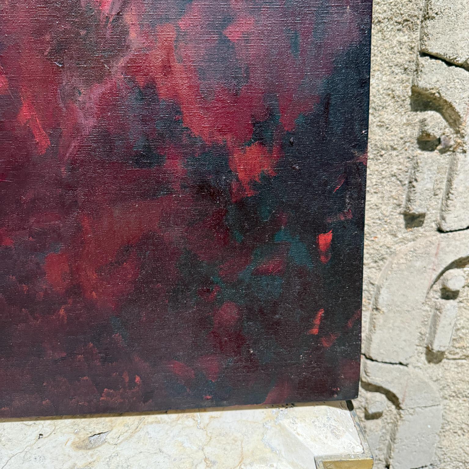 1960s Art Modernist Original Abstract Oil Painting In Good Condition For Sale In Chula Vista, CA