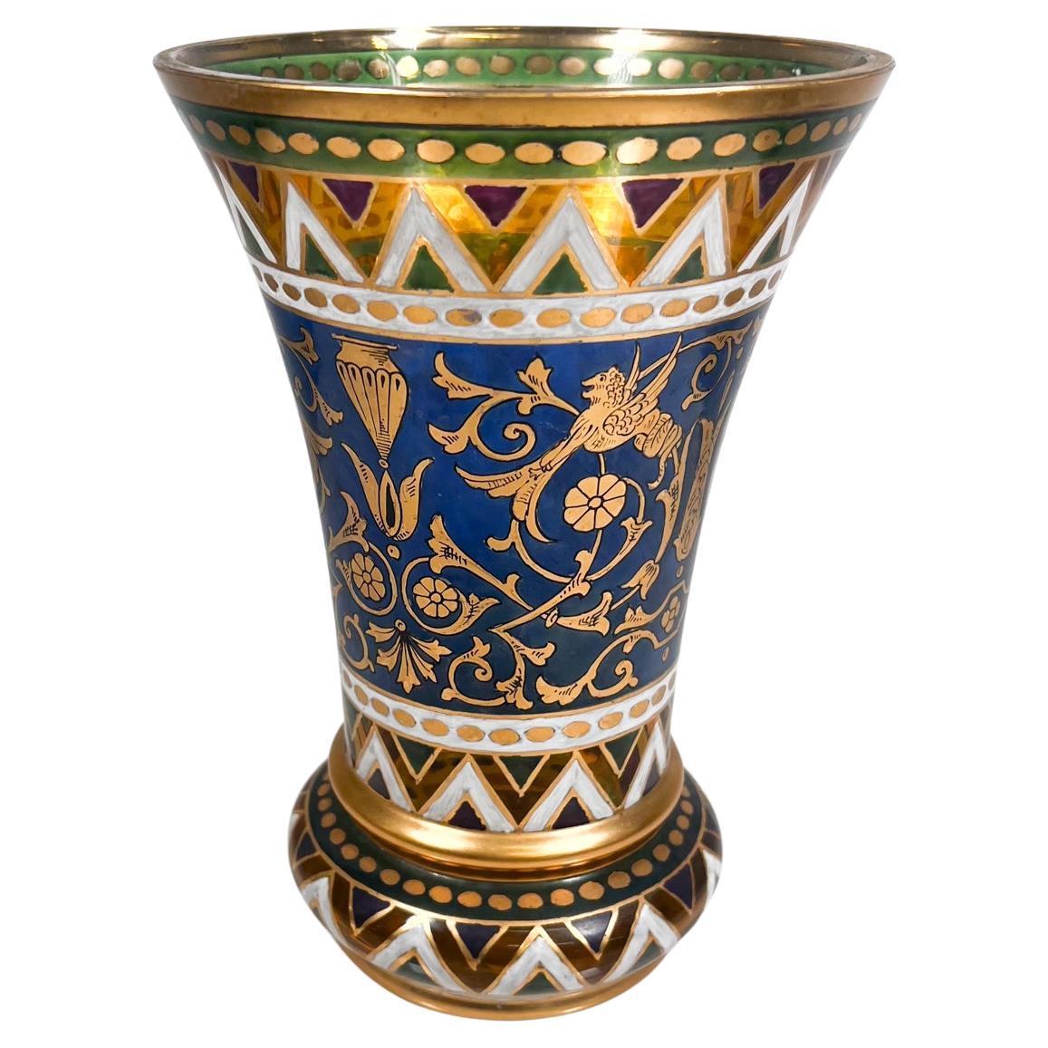 1960s Art Nouveau Czech Bohemian Crystal Art Glass Murano Vase