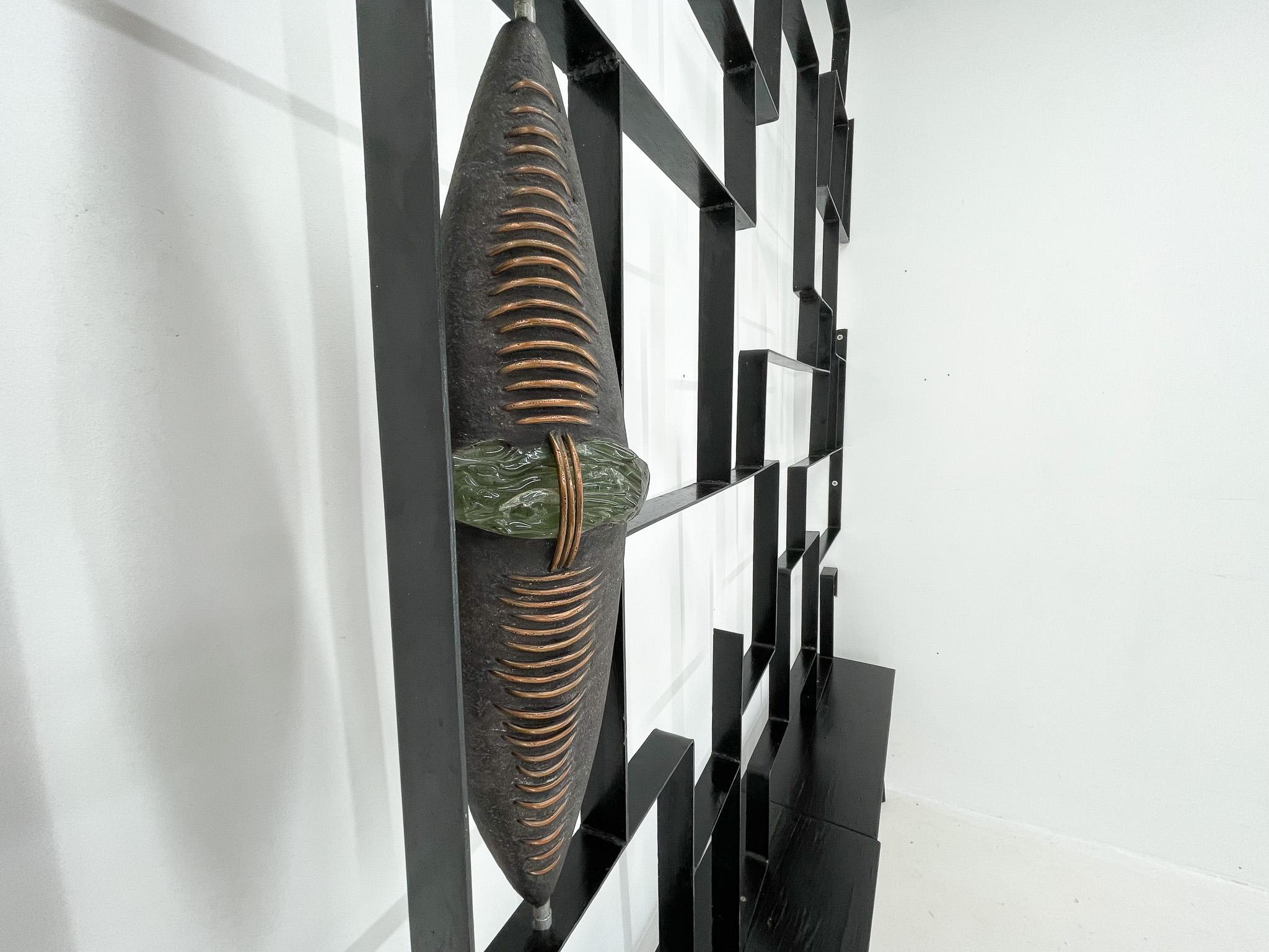 1960's Art Wall Unit or Room Divider with Sculpture by Jelínek For Sale 11