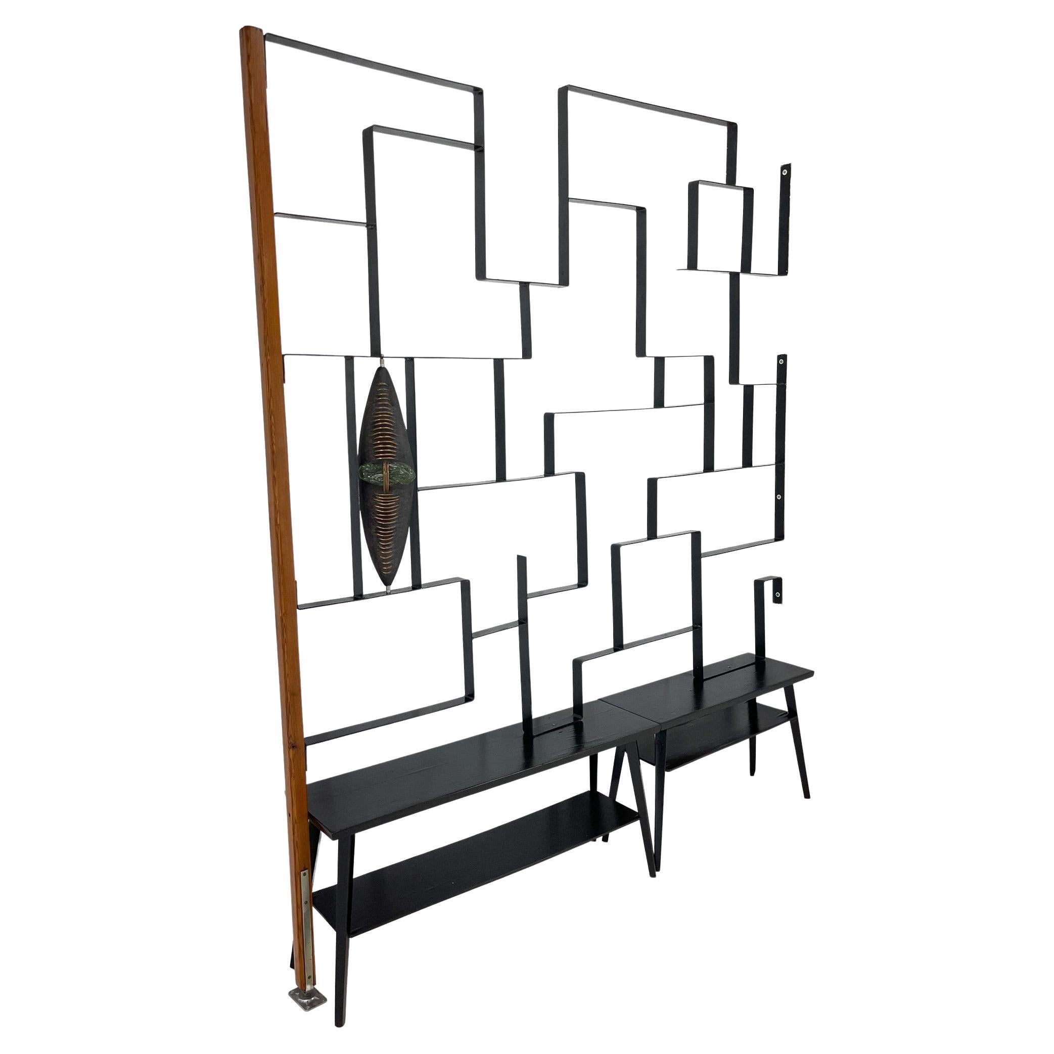 1960's Art Wall Unit or Room Divider with Sculpture by Jelínek