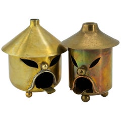 Vintage 1960s Artes De Mexico Metalwork Ashtray Lantern Smokestack Incense Burner Candle