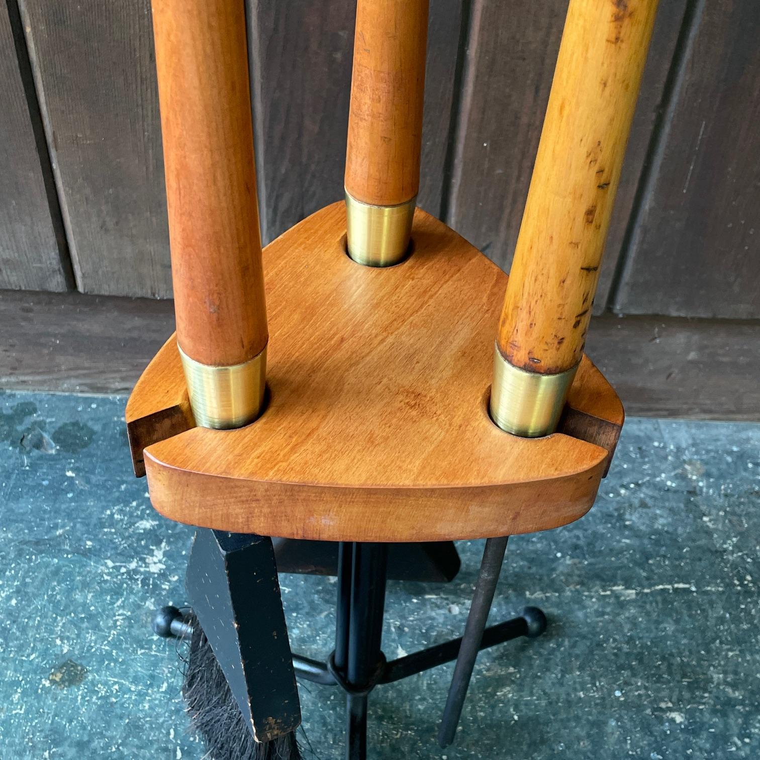 Kaminbesteck aus Ahornholz und schwarzem Eisen, Arthur Umanoff, 1960er Jahre, American Moderne, 1960er Jahre im Angebot 2