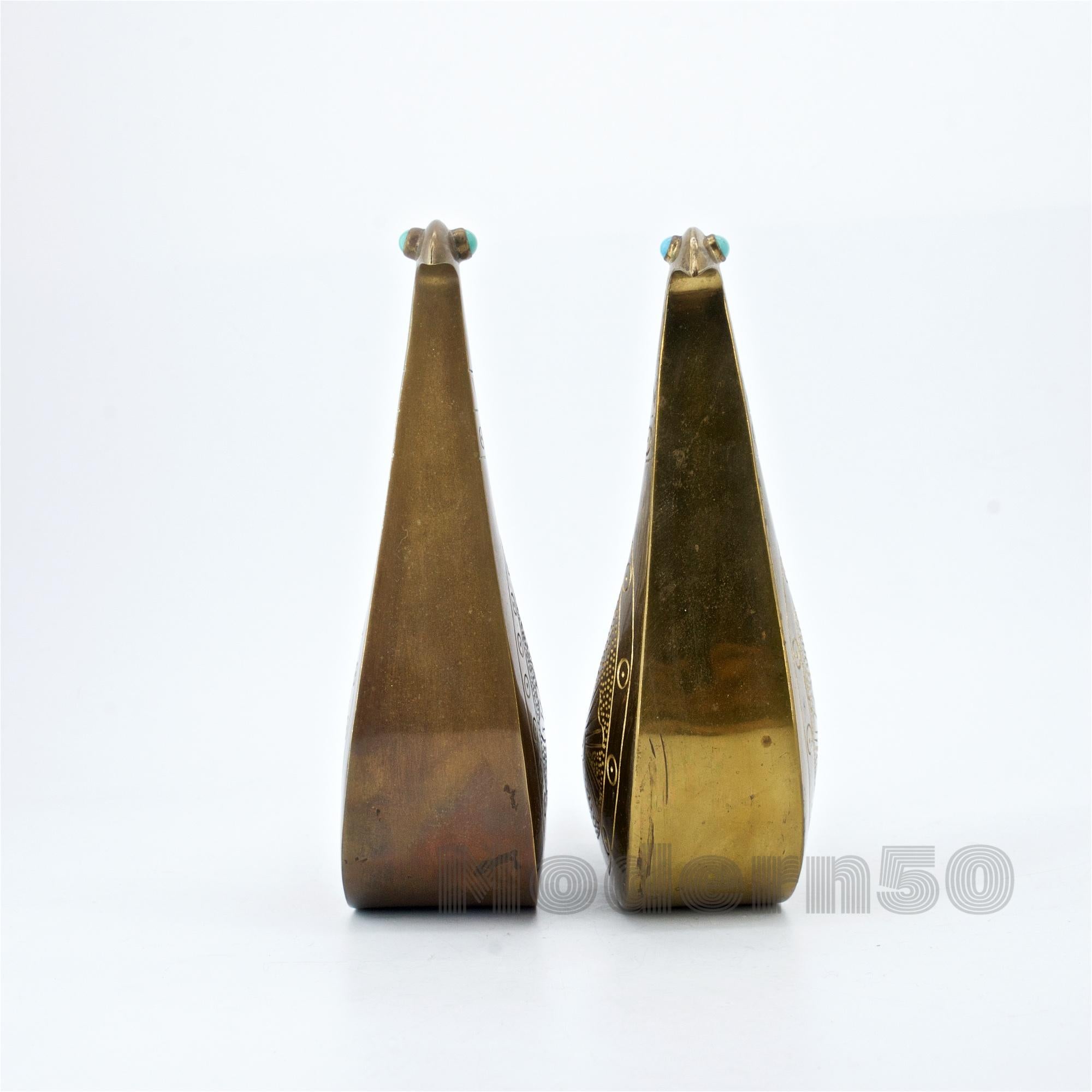 1960er Jahre Artisan Brass Metal Art Türkis Edelstein Rebhuhn Taube Vogel Skulpturen (Handgefertigt) im Angebot