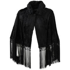 Vintage 1960's Artisanal Balzani Black Sheepskin Fur Cape