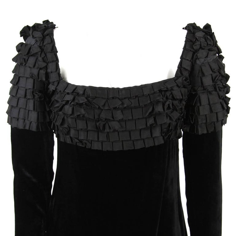 Women's 1960s Artisanal Black Velvet Maxi Dress For Sale
