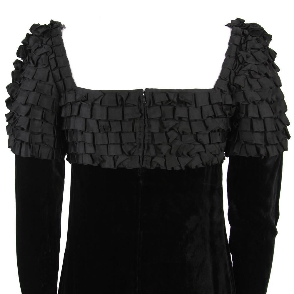 Women's 1960s Artisanal Black Velvet Maxi Dress For Sale
