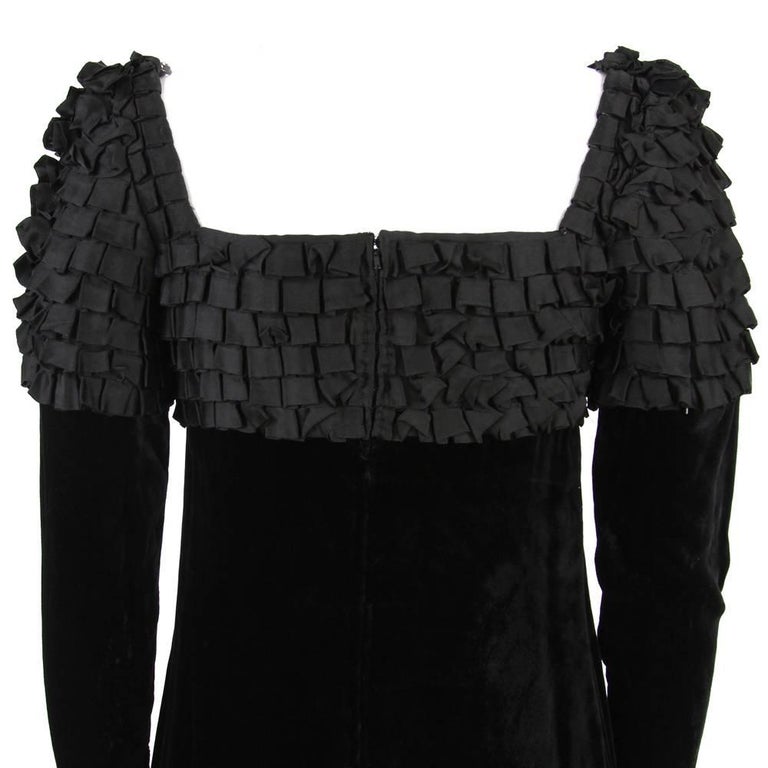 1960s Artisanal Black Velvet Maxi Dress For Sale 1