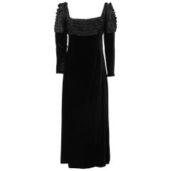1960s Artisanal Black Velvet Maxi Dress