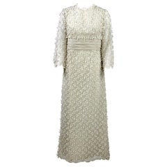 1960s Artisanal Off- White Wedding Gown