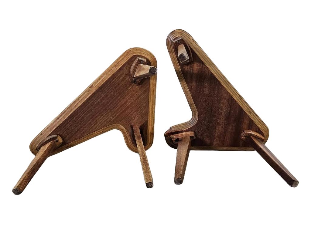 This eye catching side table set is one of our favourites. Also known as the Artist's Palette or Boomerang table it features a beautiful combination oak and ply.

It is an impressive modernist design. The oak-veneered ply surface sits on three